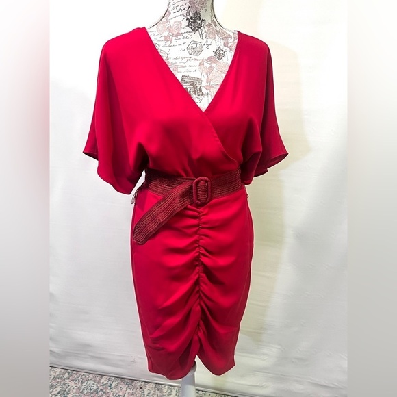TRINA TURK Cranberry red ruched skirt dress size 8.‎ - Picture 10 of 16